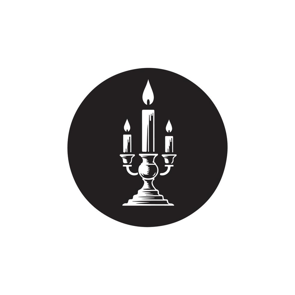 Minimal Candle Flame Shadow Logo vector