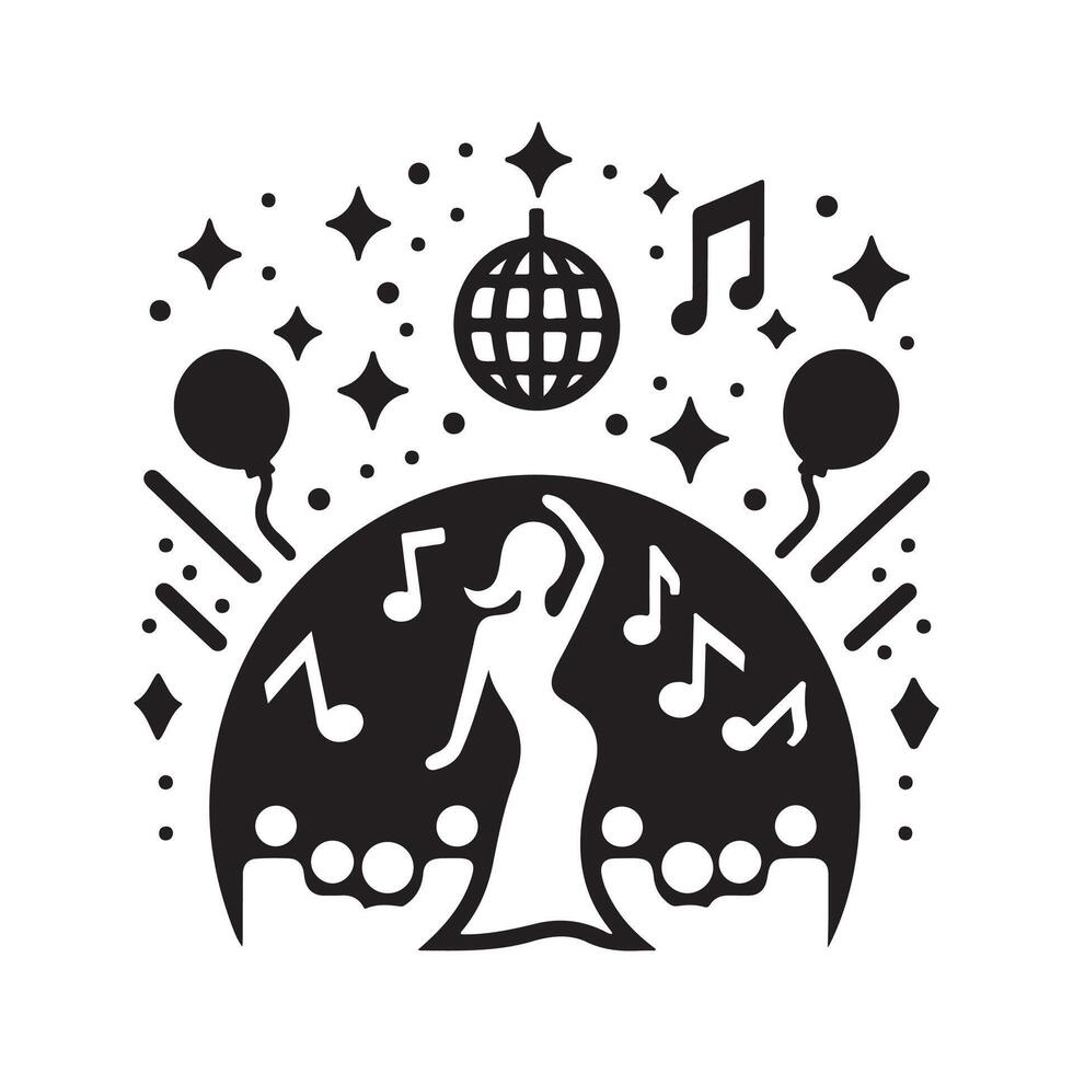 Funky Moves Disco Party Outline vector