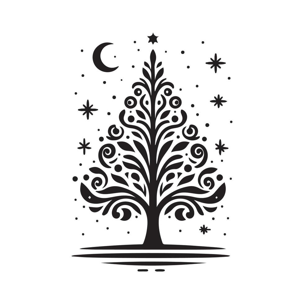 Elegant Winter Pine Tree Icon vector