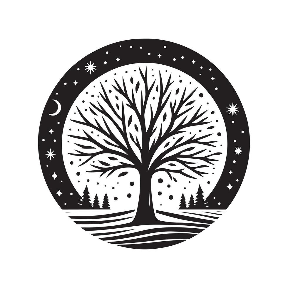 Snow-Covered Pine Tree Silhouette Icon vector