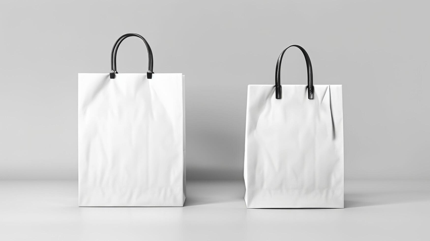 Two white bags with black handles photo