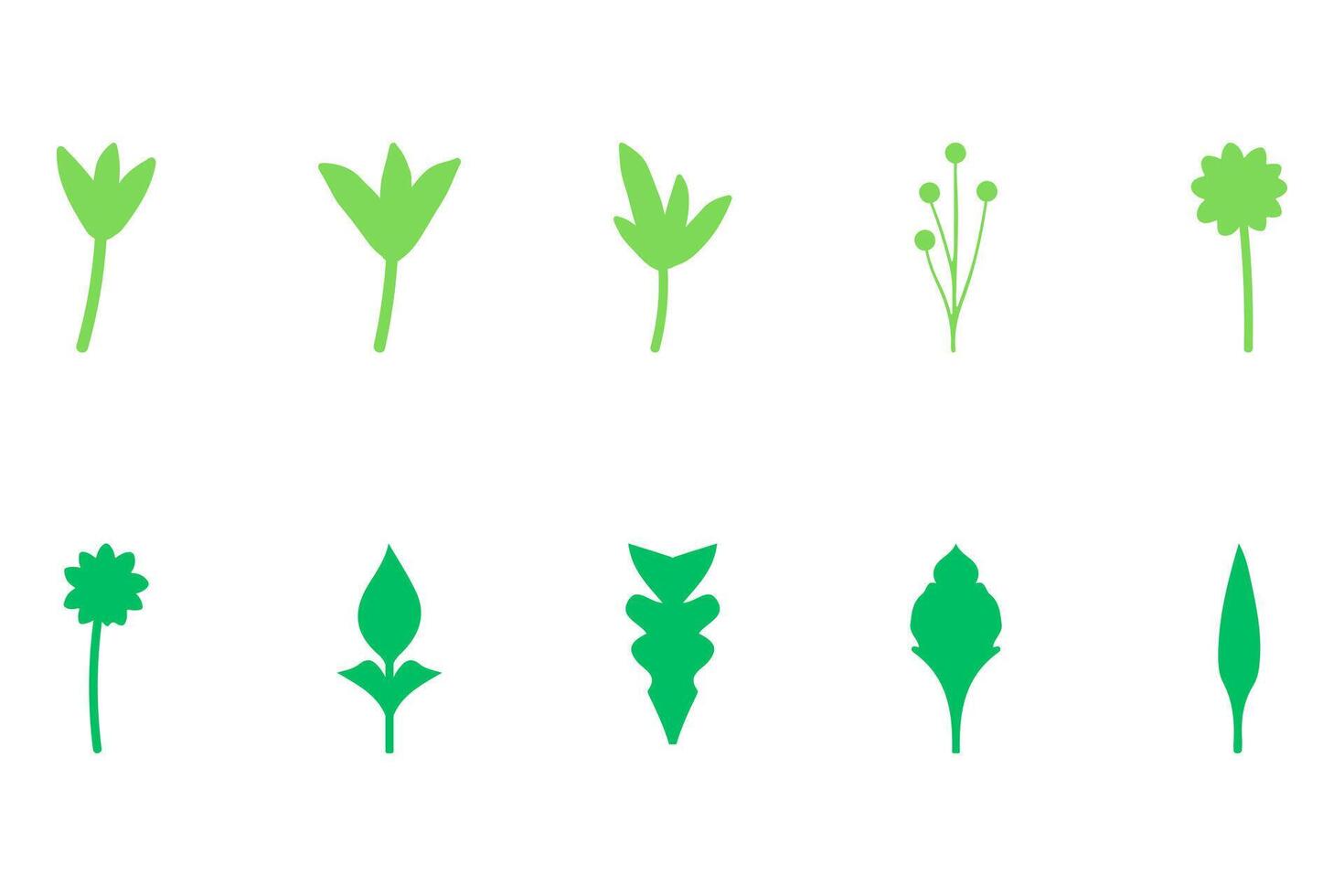 A set of green leaves on a white background vector