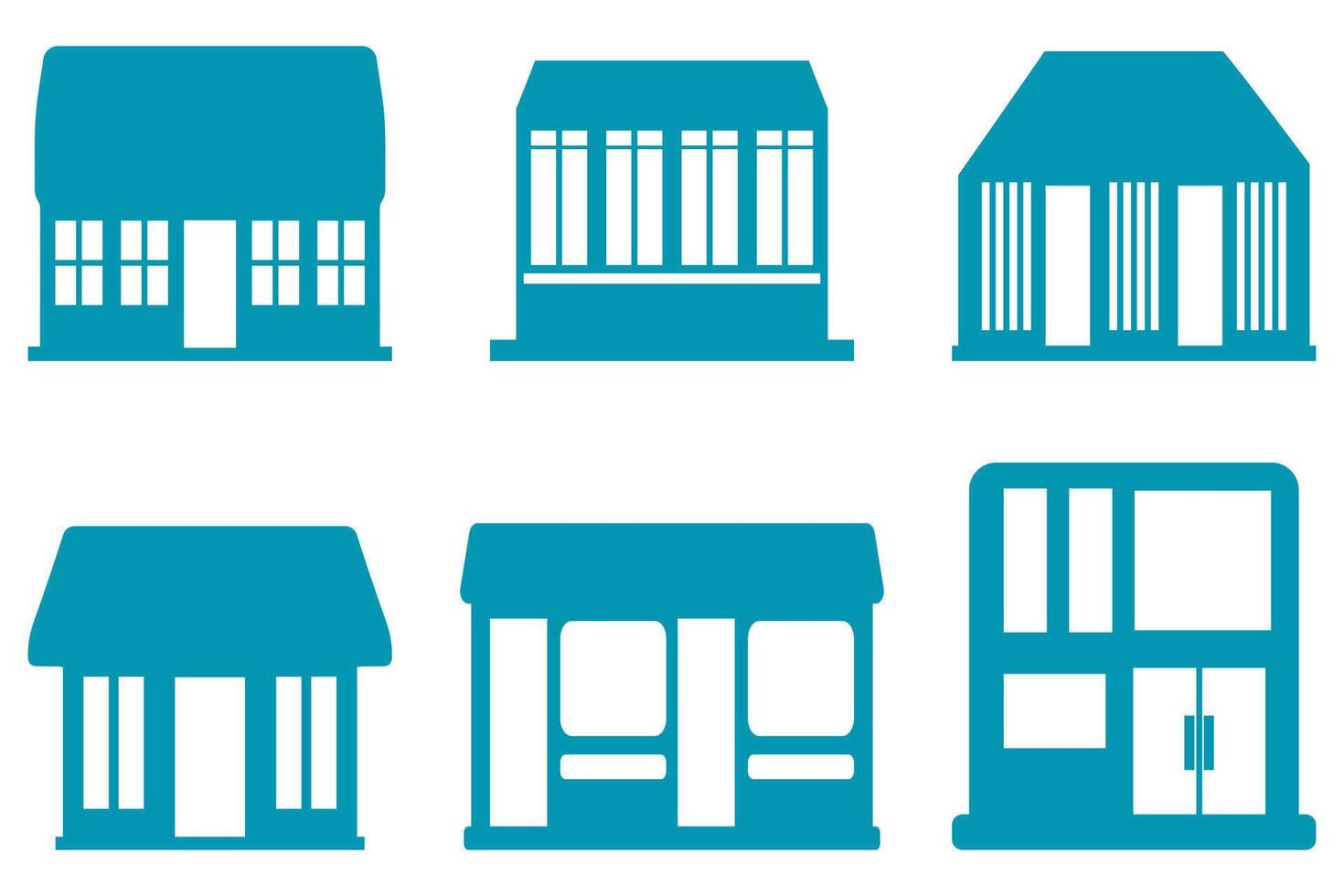House building icon set design vector