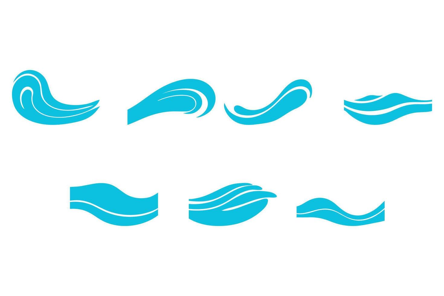 Water wave icon set vector