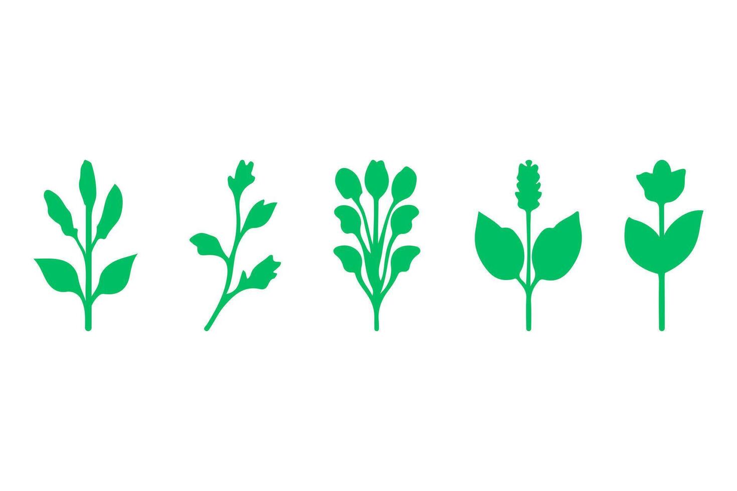 Green plants icon set vector
