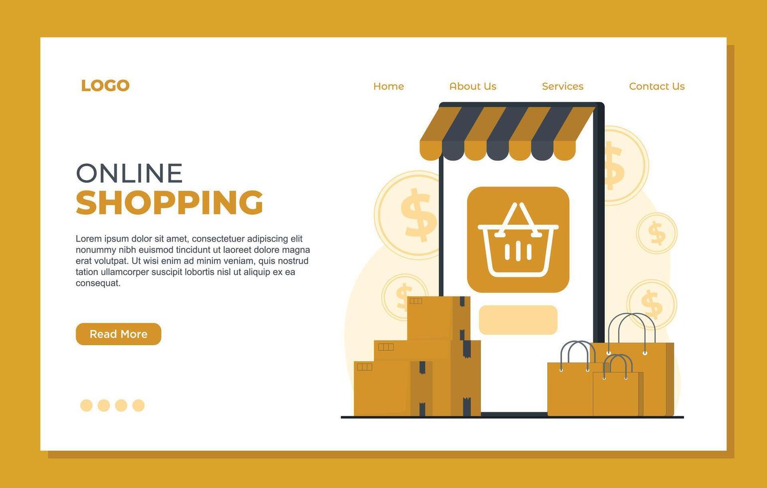 online shopping landing page template illustration for web vector