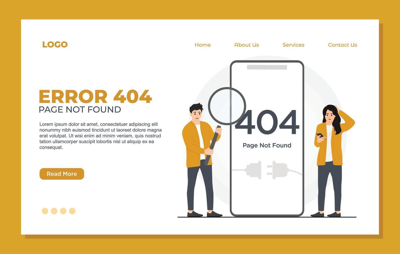 Network Error 404 concept for landing page template Set Landing page template of 404 error page. Page not found. illustration vector