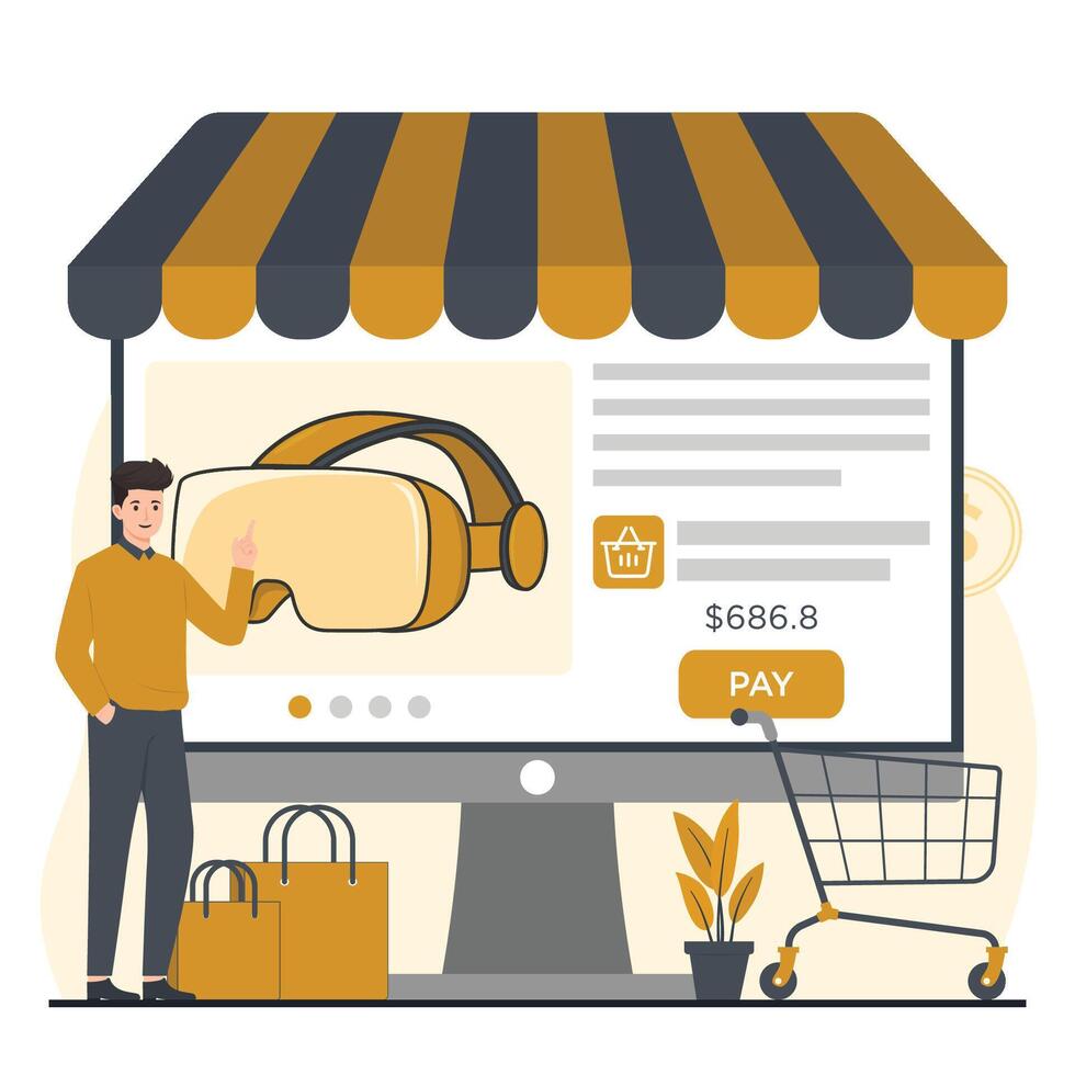 Online shopping concept. E-commerce. illustration in flat style vector