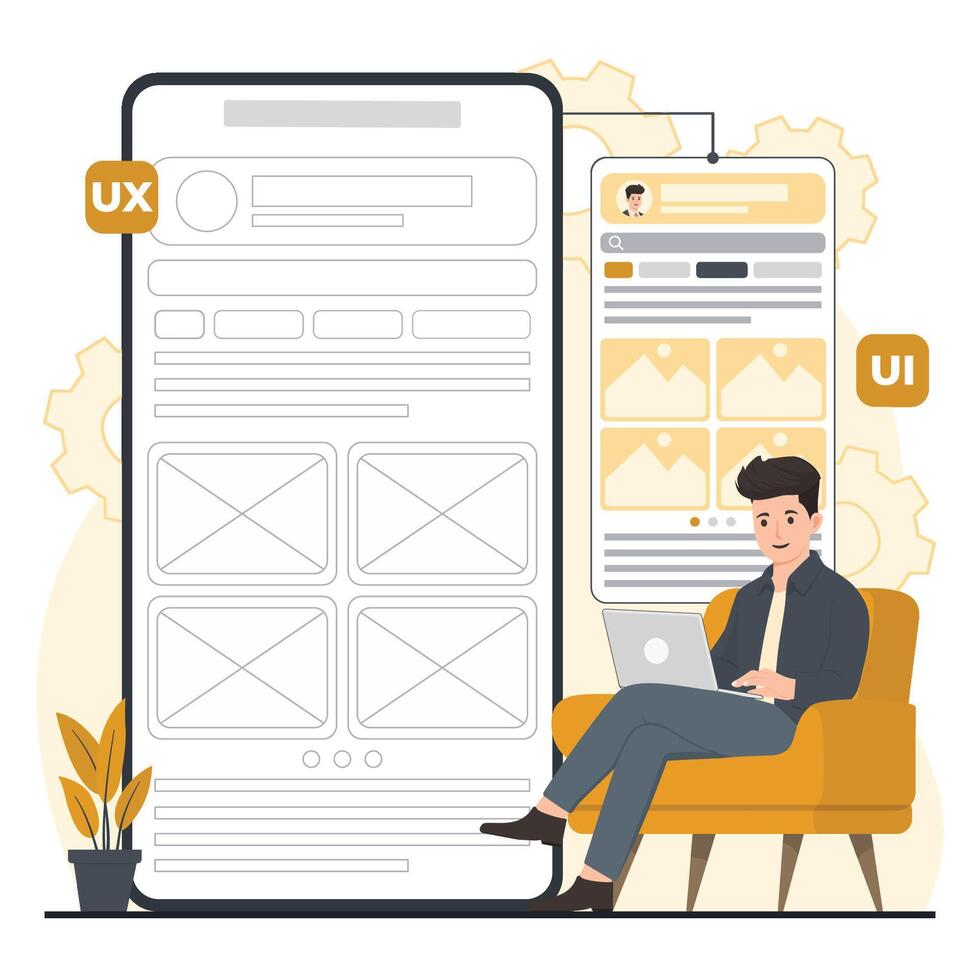 Mobile ui-ux concept illustration Flat design illustration concept for web page and mobile app development. vector