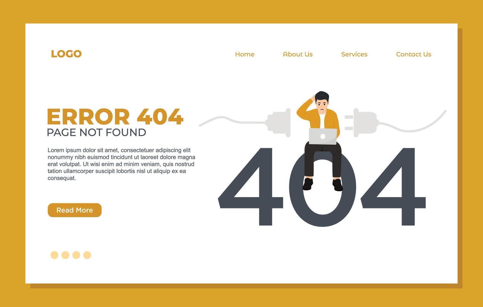 Network Error 404 concept for landing page template 404 error page not found concept. Man with broken socket. illustration vector