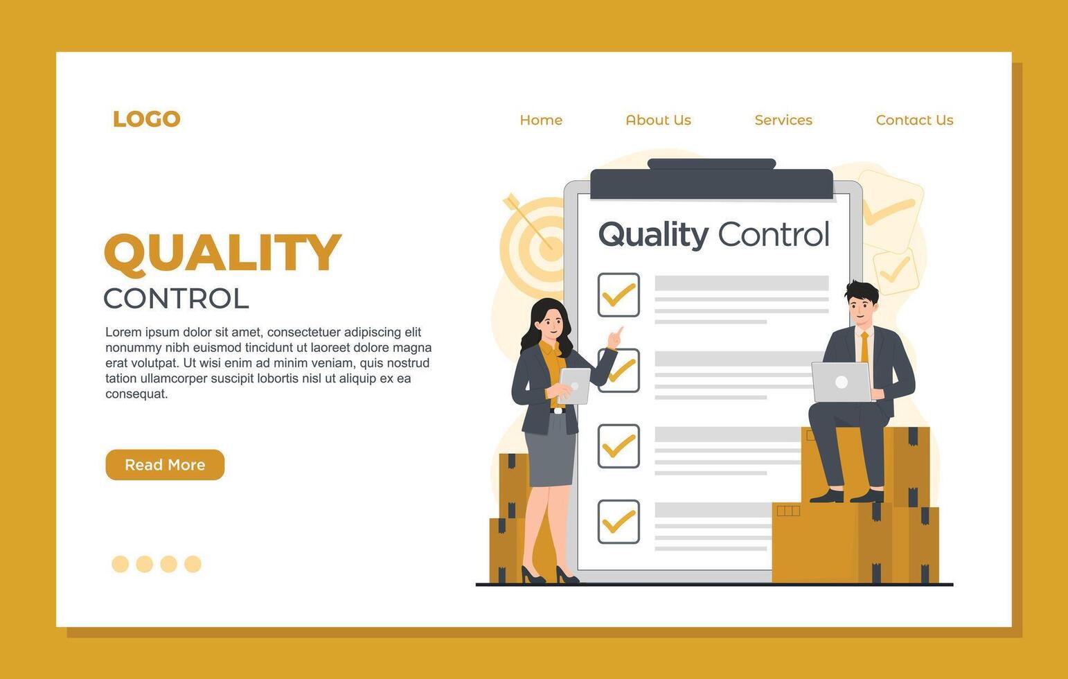 Quality control landing page template Quality control concept. Flat illustration of quality control concept for web design vector