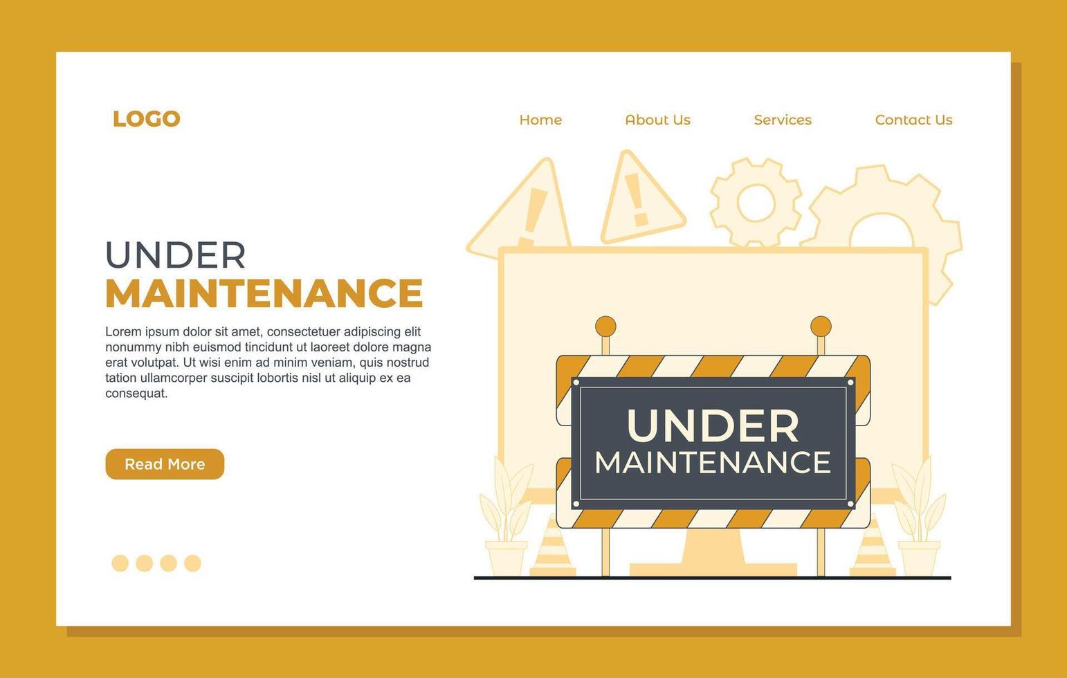 Under maintenance landing page template Under construction web site landing page. Flat design style illustration. vector