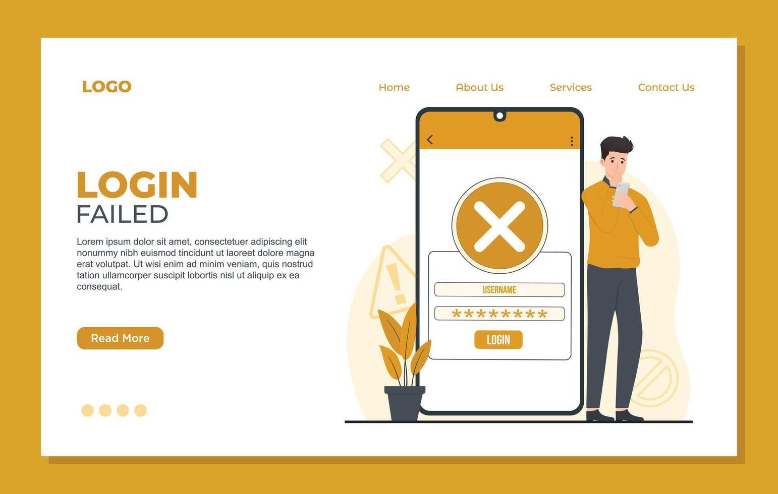 Login failed Flat design illustration concept for landing page and mobile website development. vector