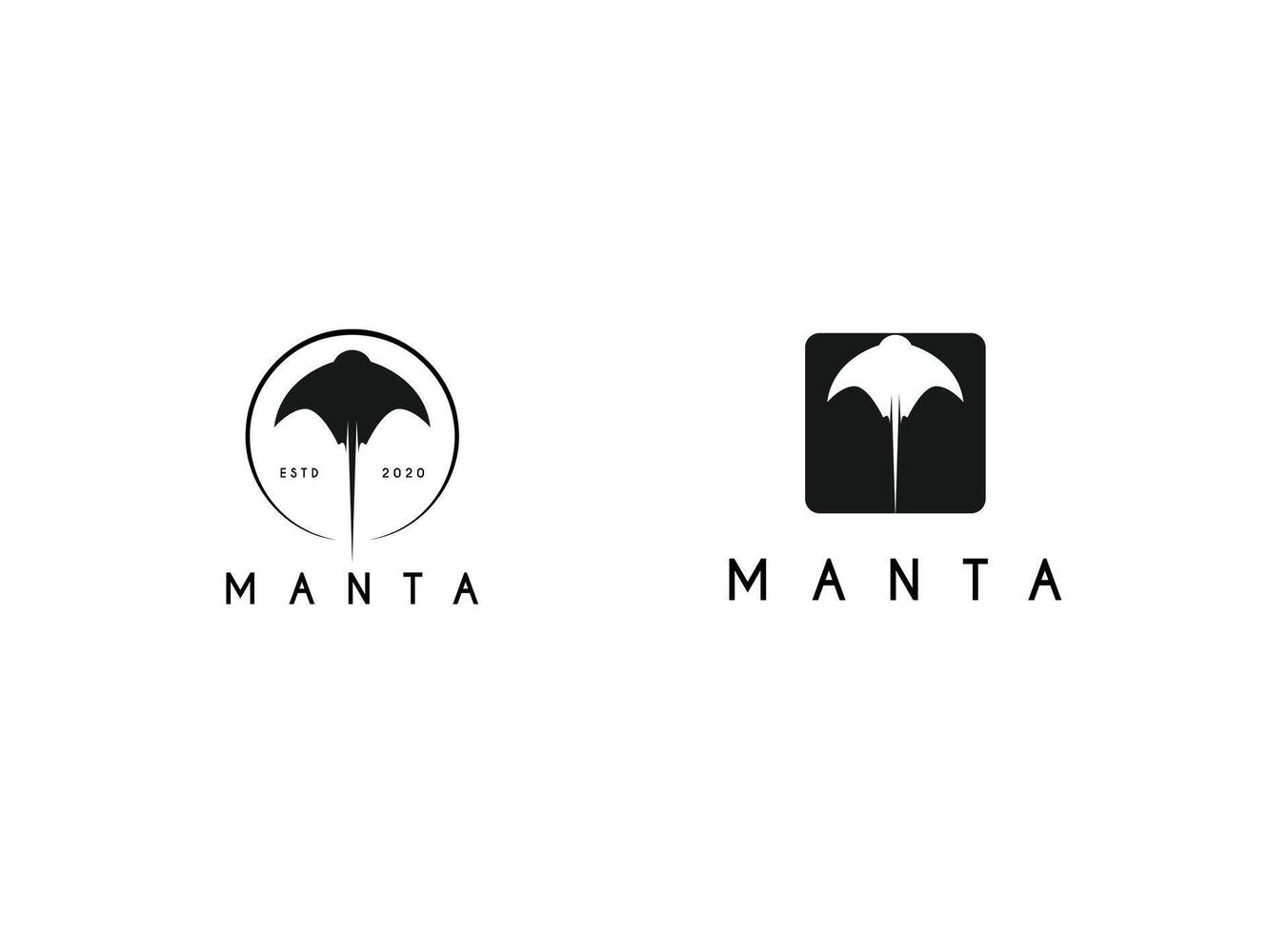 Silhouette of Tropical Manta Ray Fish Logo design vector