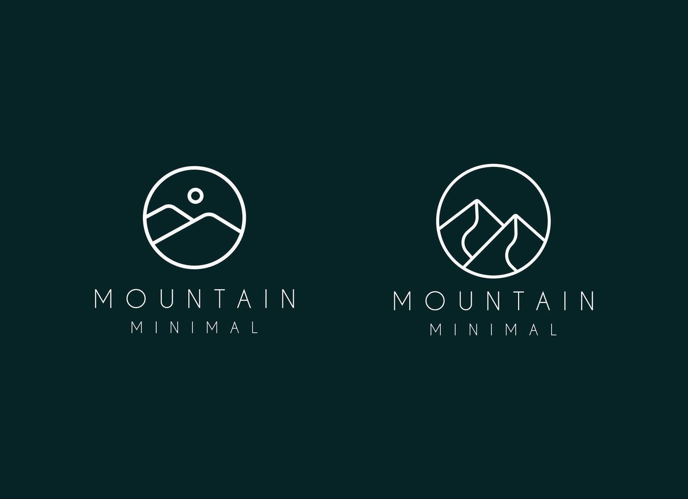 Circle line art mountain logo. Simple and luxury mountain logo design vector