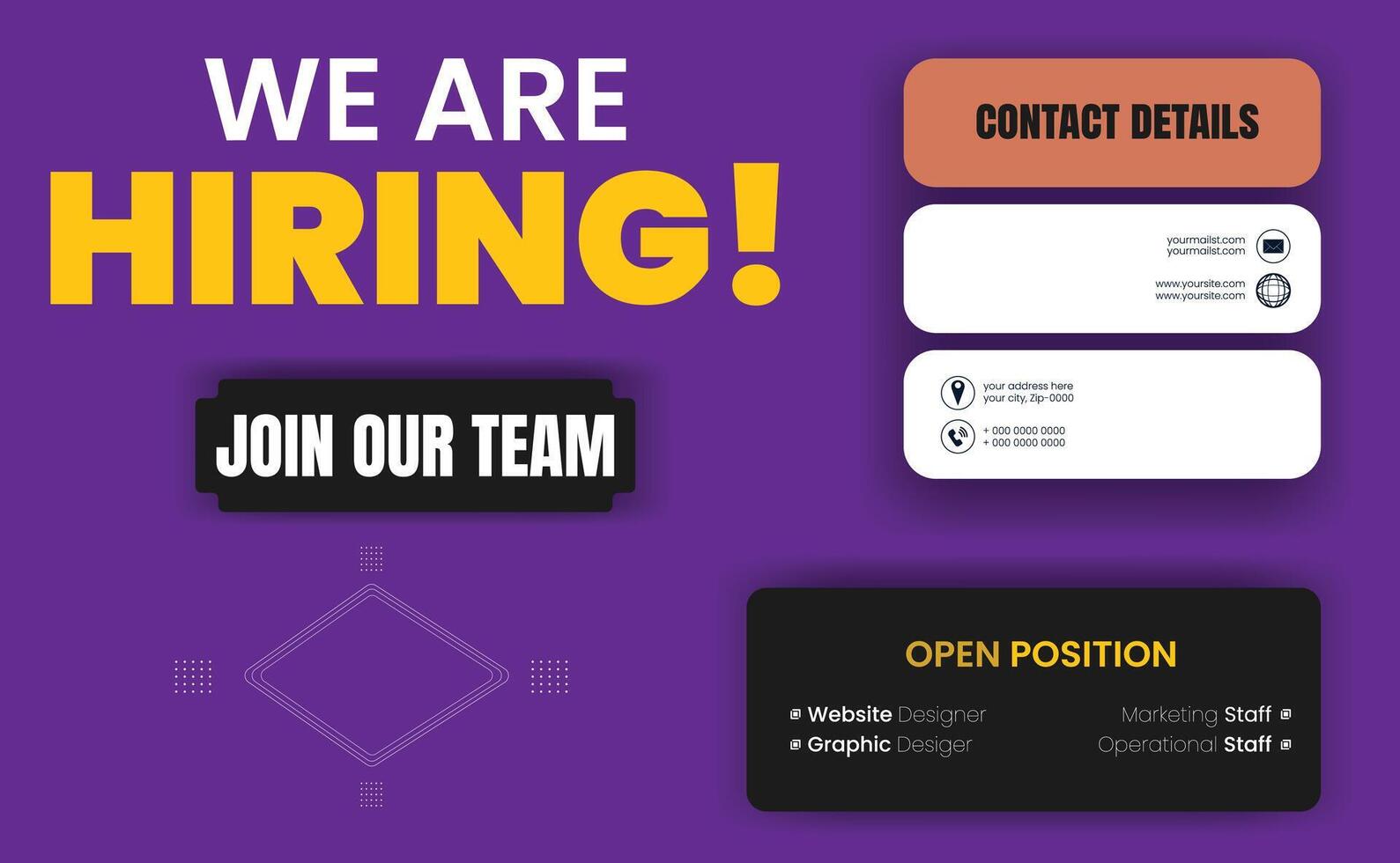 We are hiring sign with purple background vector