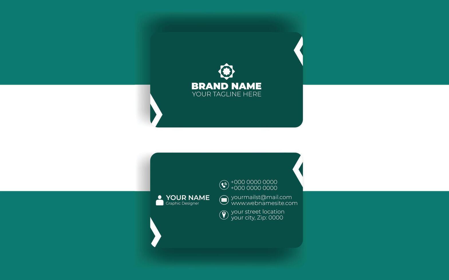 Business card template with a green background vector