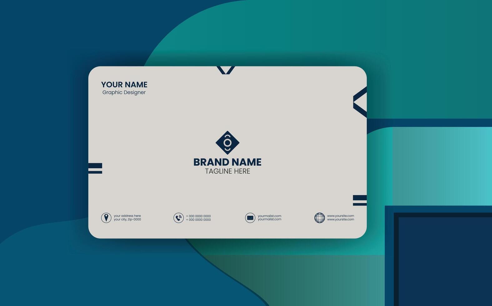 A business card with a blue and green background vector