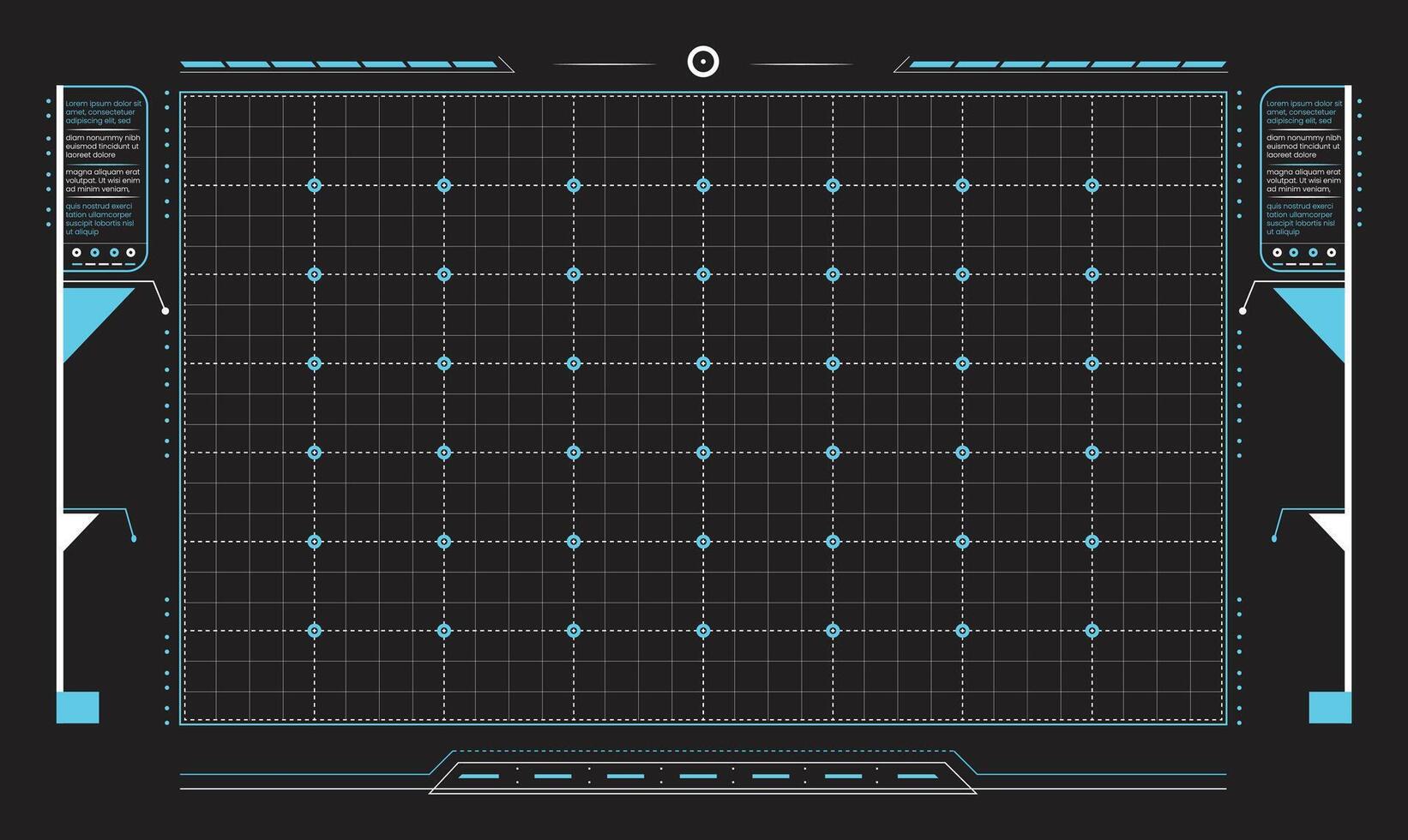 AI-Powered Tactical Defense Grid Sci fi HUD Interface templet design vector