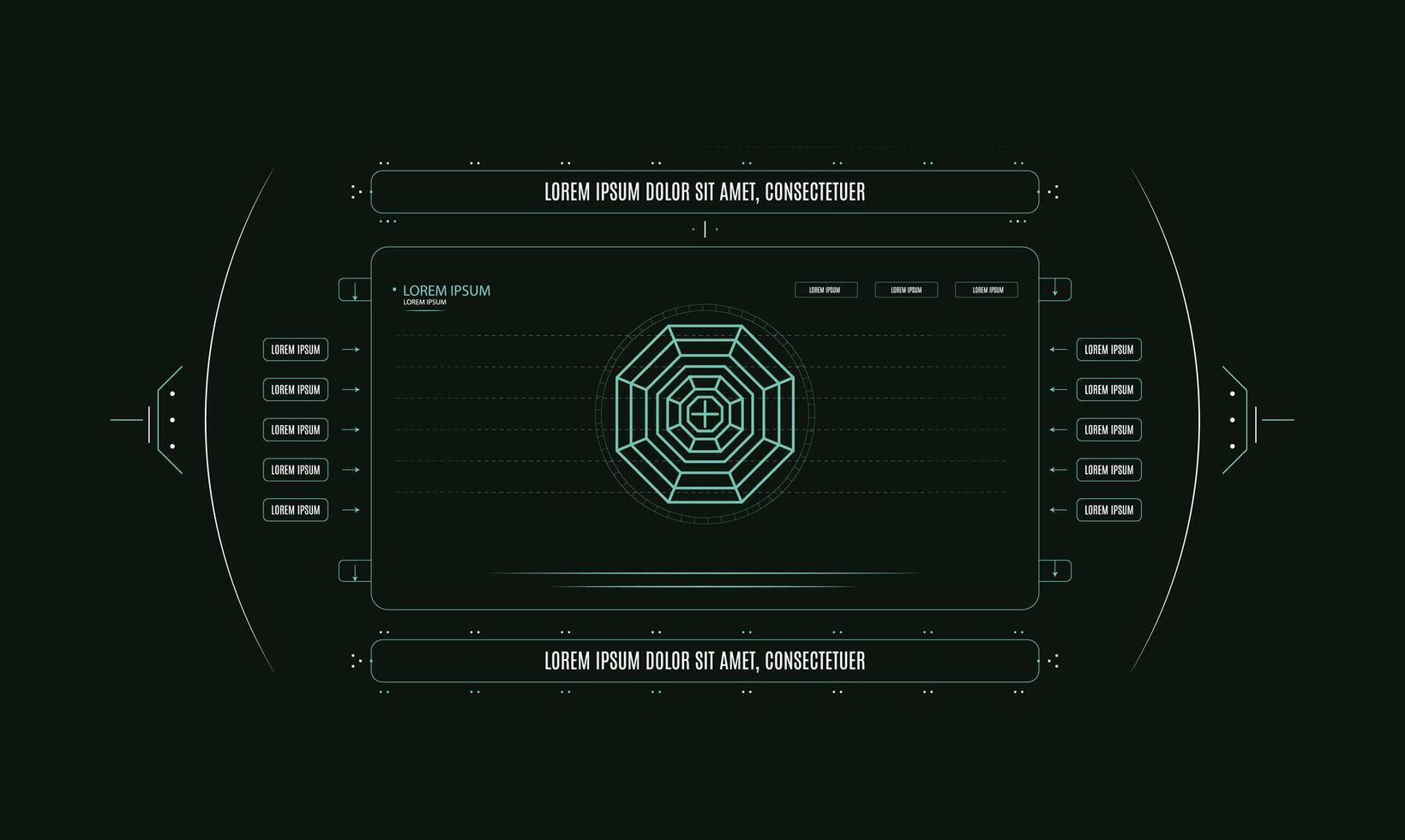 A futuristic interface with a green screen vector