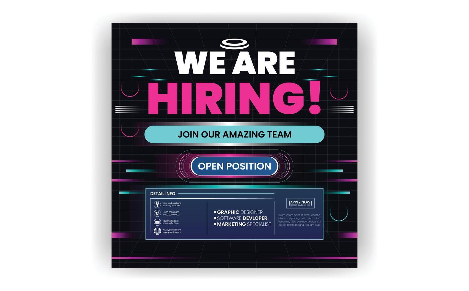 We are hiring Immediate Openings Join Our Professional Team space Hiring templet design vector