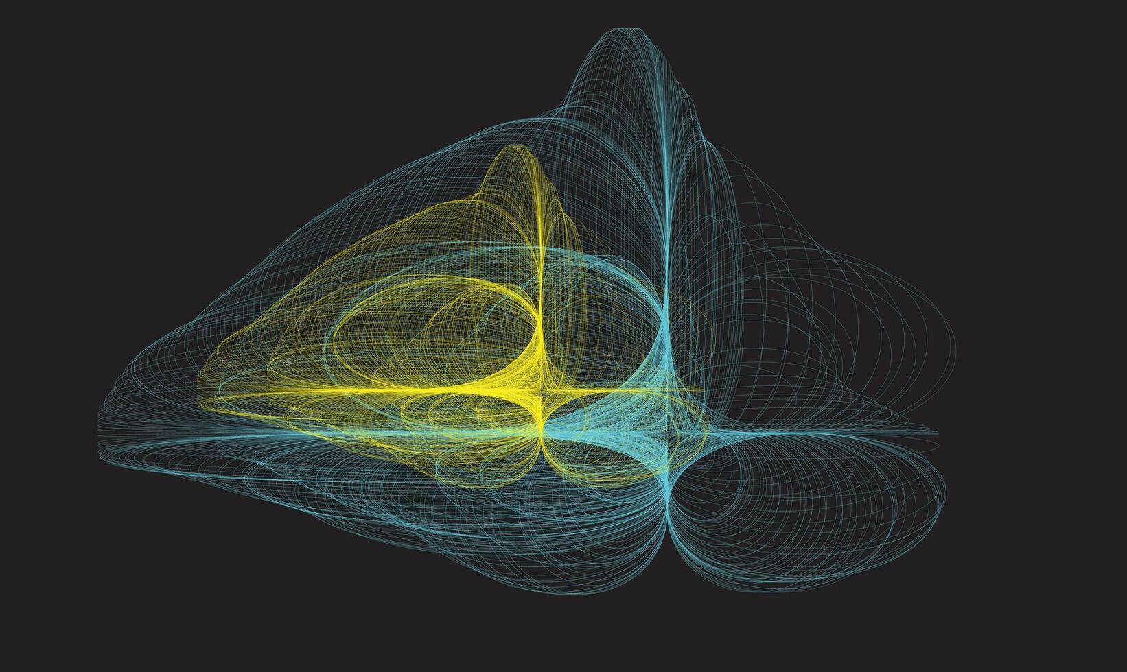 A computer generated image of a yellow and blue object vector