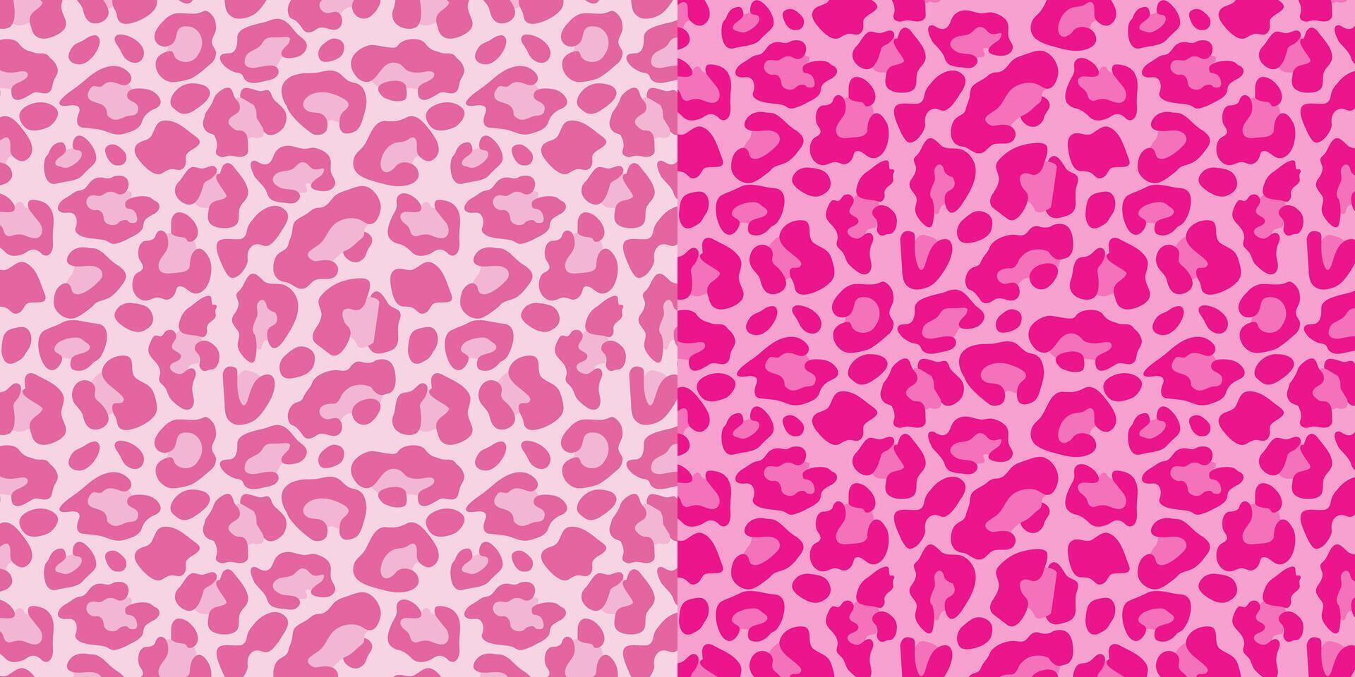 Abstract pink leopard seamless pattern set. Animal skin camouflage background design. Bright illustration. vector