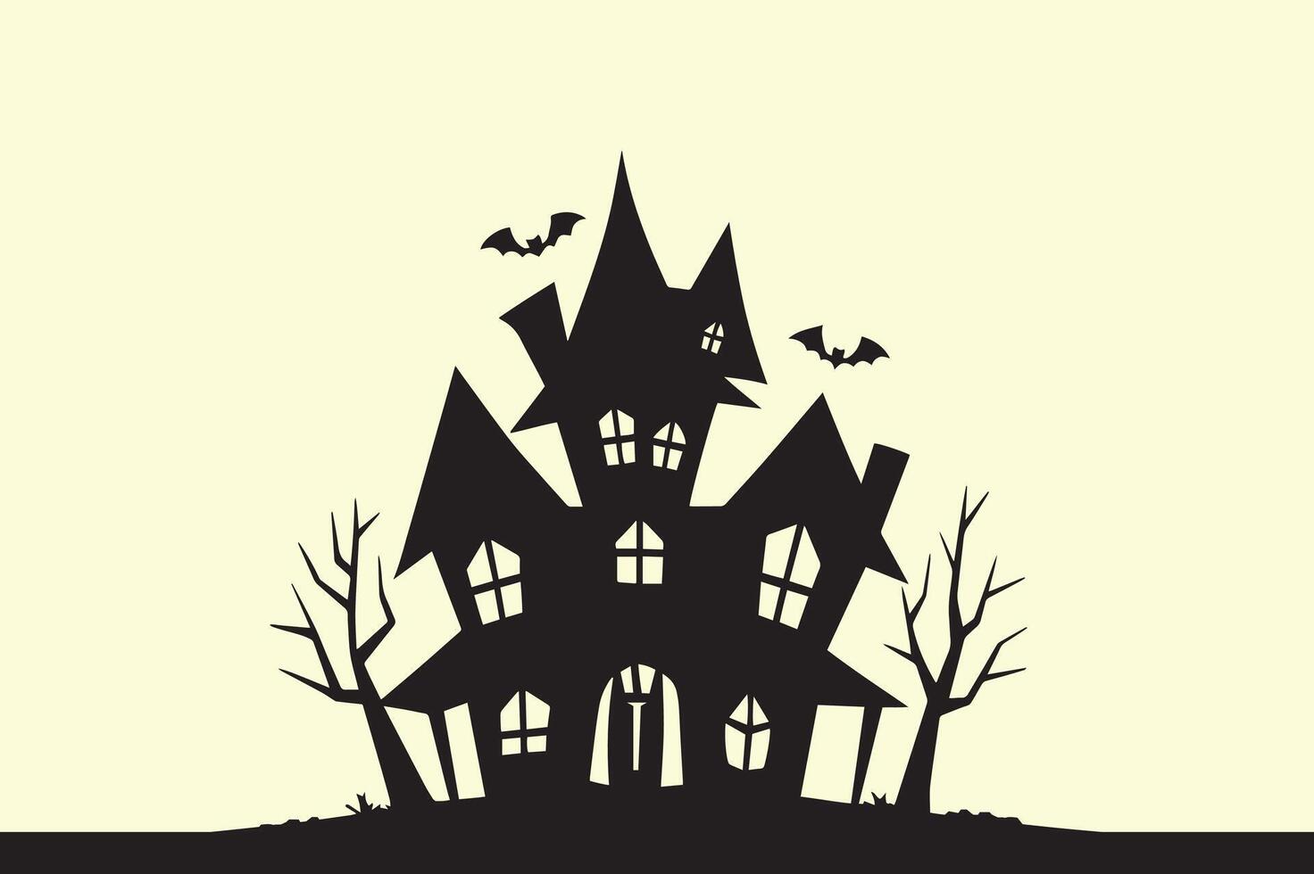 Spooky Haunted House Silhouette Design for Halloween vector
