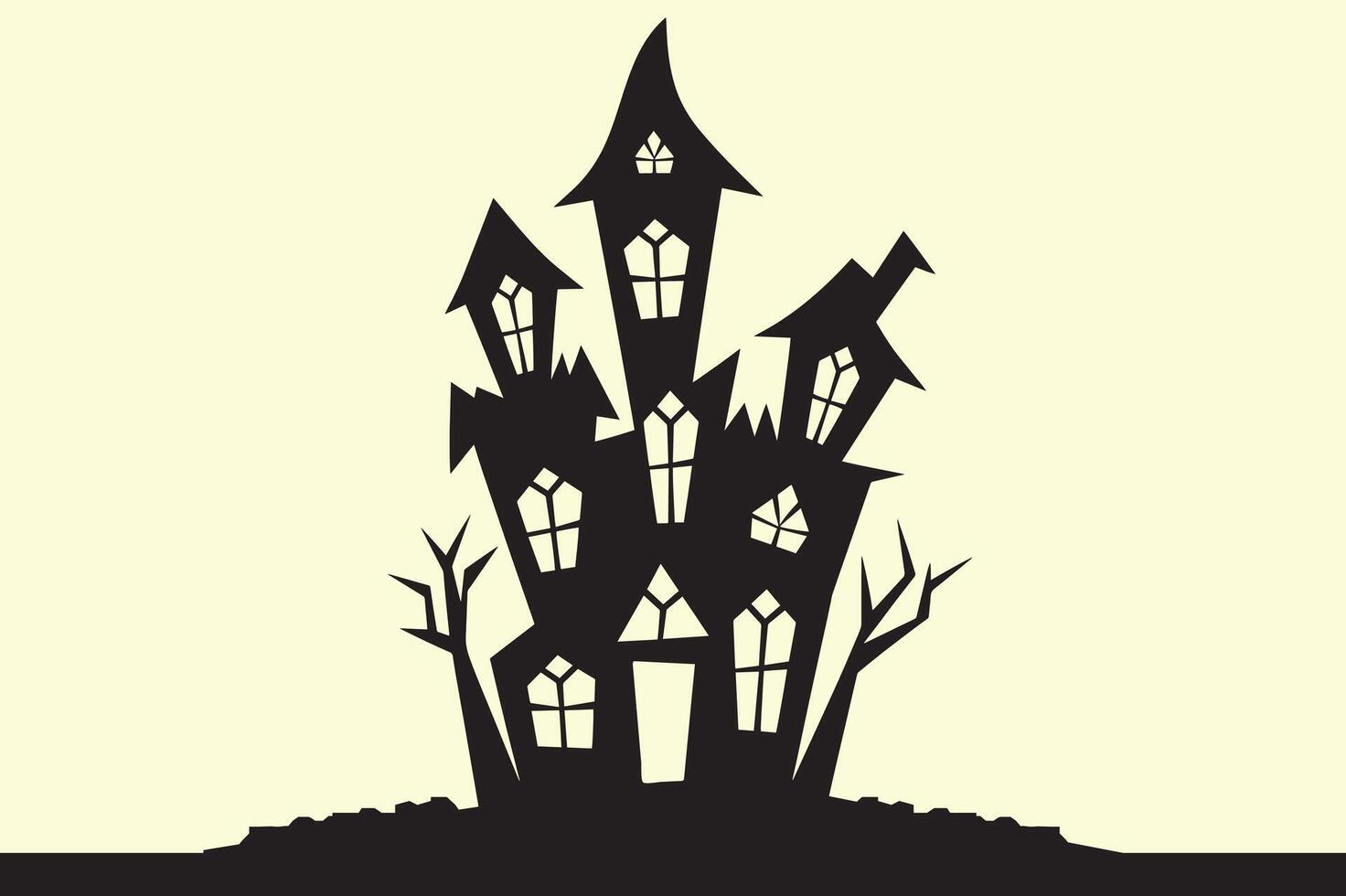 Halloween Haunted House Silhouette Design Art vector
