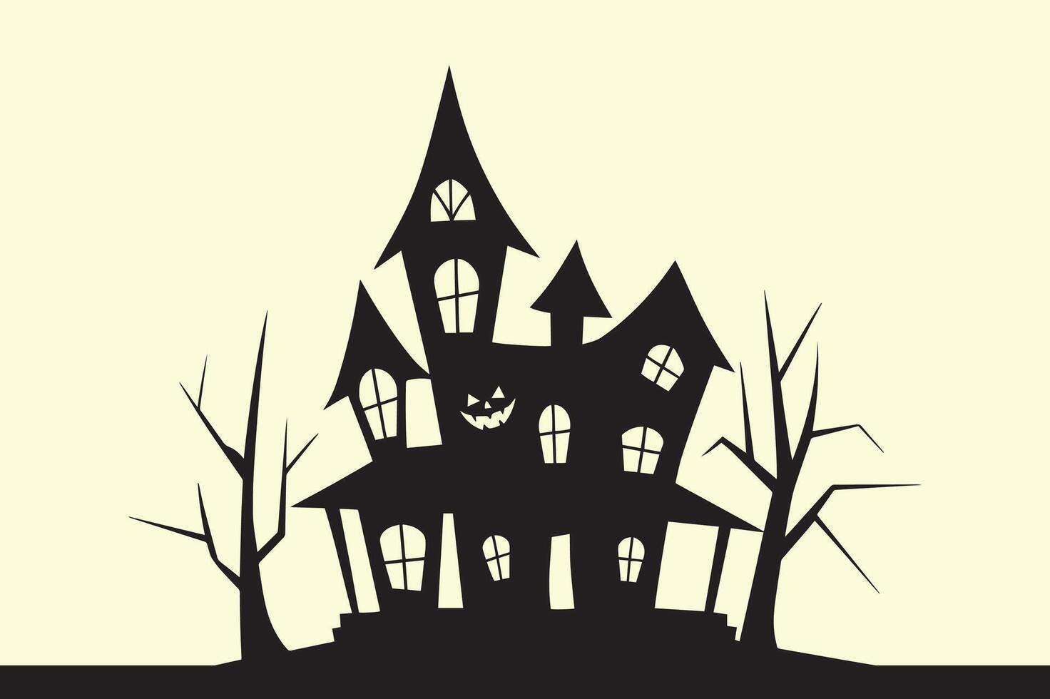 Haunted House Silhouettes For Halloween vector