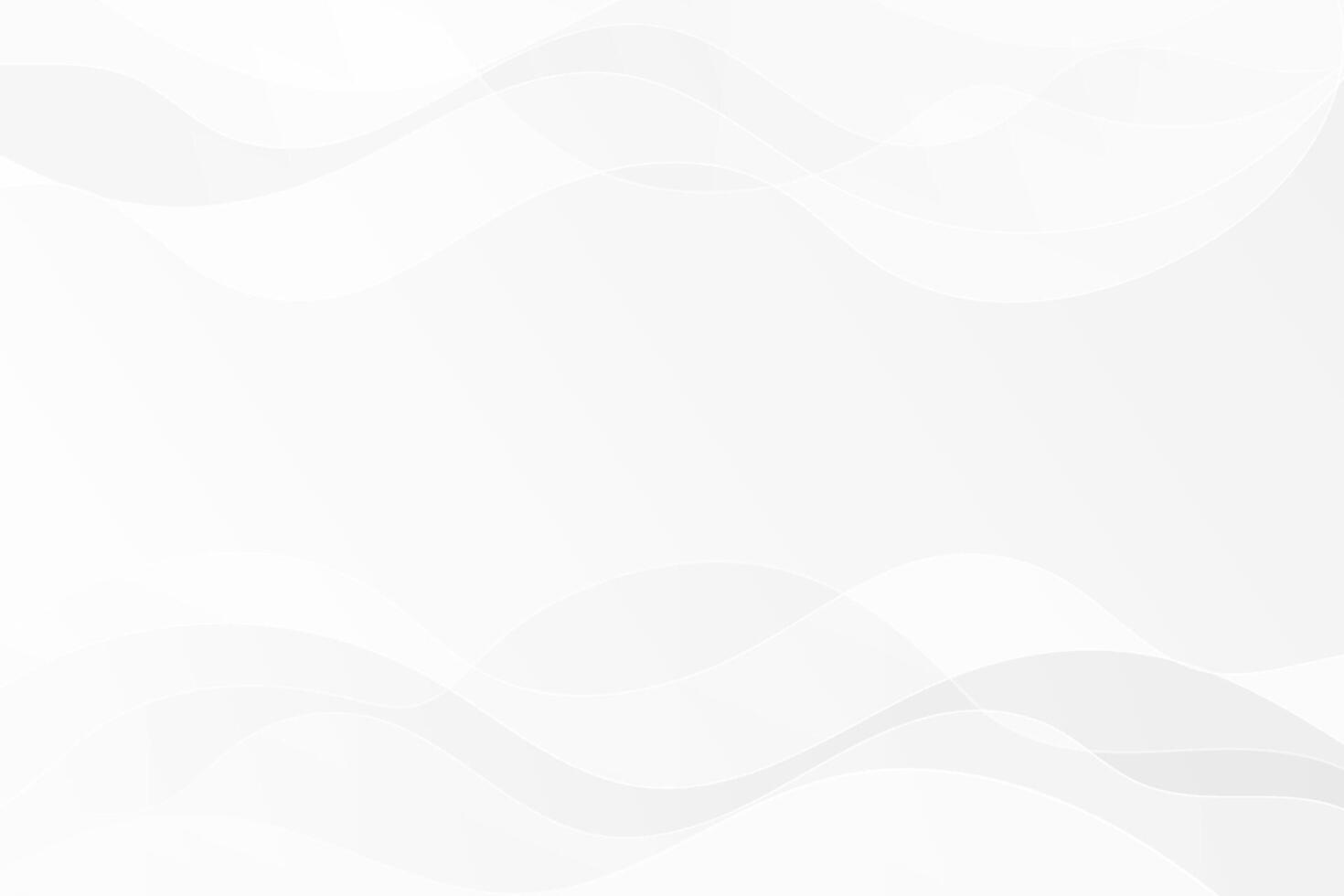 White and grey soft waves subtle background. Flowing dynamic curvy lines for websites and social media vector