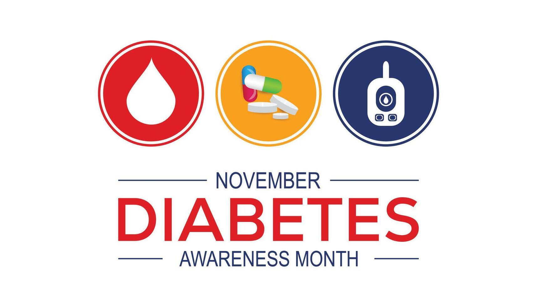 National Diabetes awareness month is observed every year on November. Medical Healthcare Awareness concept. background, placard, banner template illustration design. vector