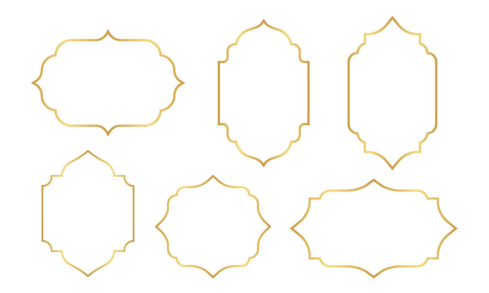 Set of Islamic-style gold frame borders. illustrations vector
