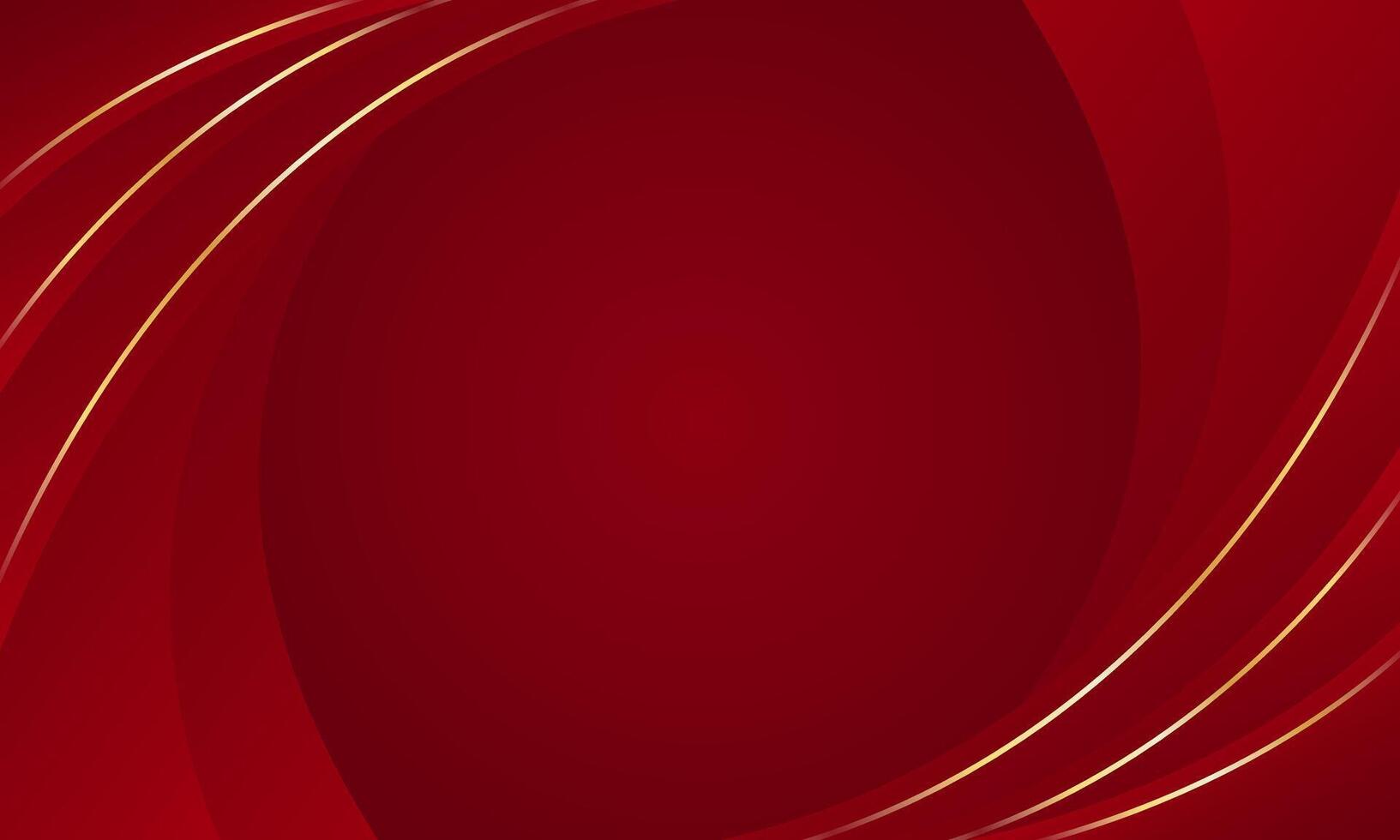 Abstract red luxury background with gold lines. Elegant curve modern wallpaper vector