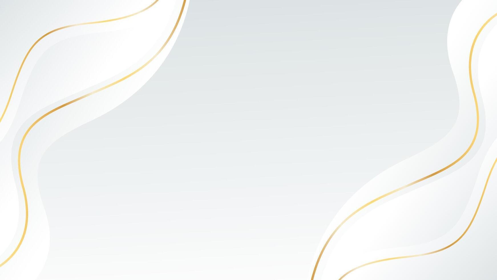 Elegant white-gray luxury background. Abstract wave wallpaper with gold lines vector