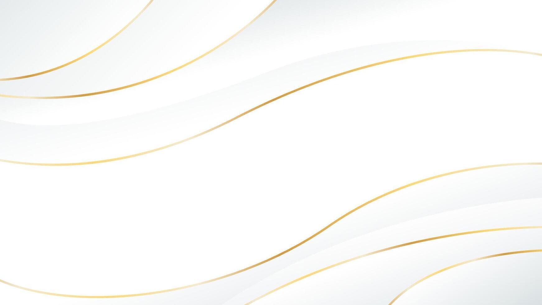 Elegant white luxury background. Abstract wave dynamic wallpaper with gold lines vector