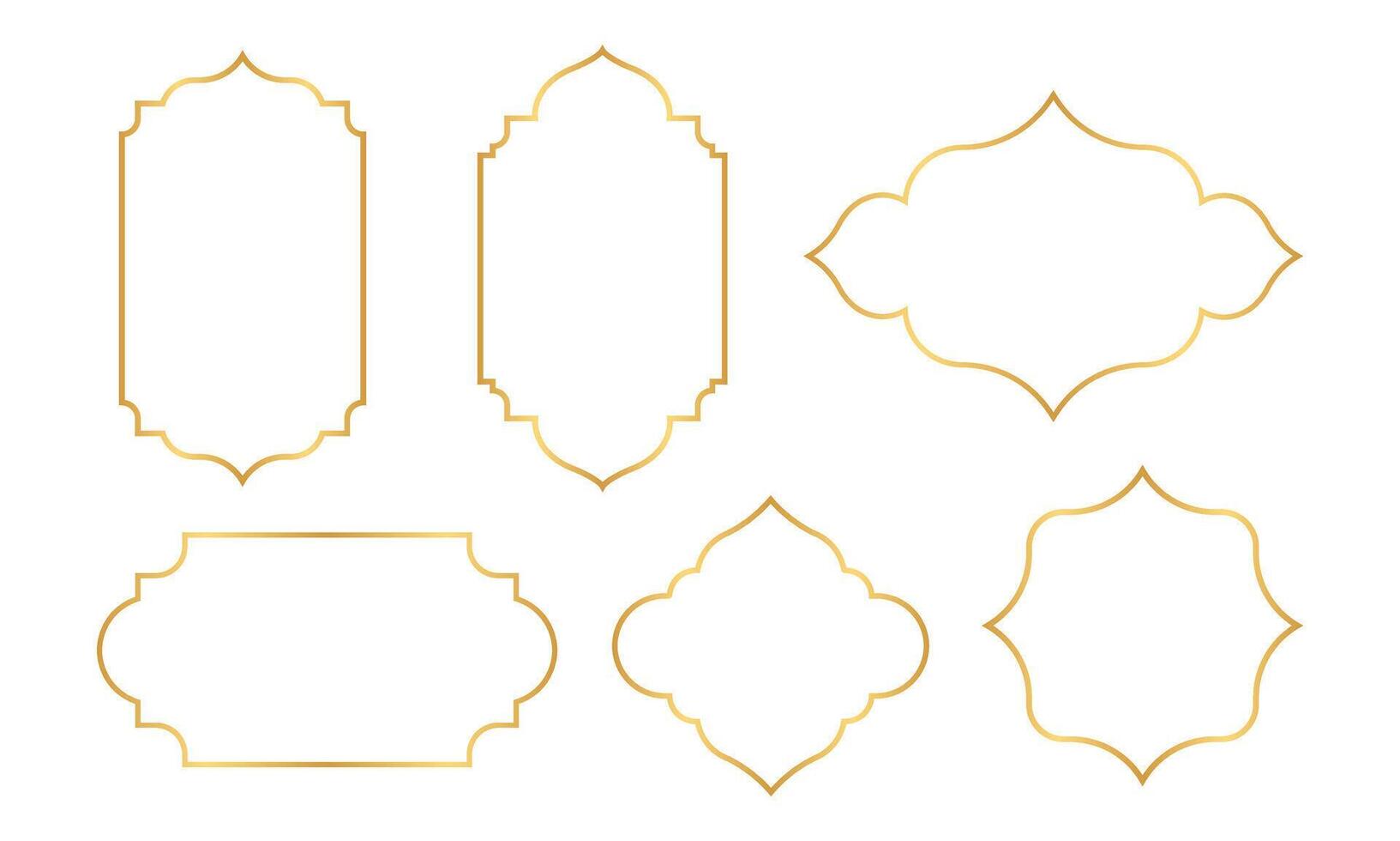 Set of Islamic-style gold frame borders. element design vector