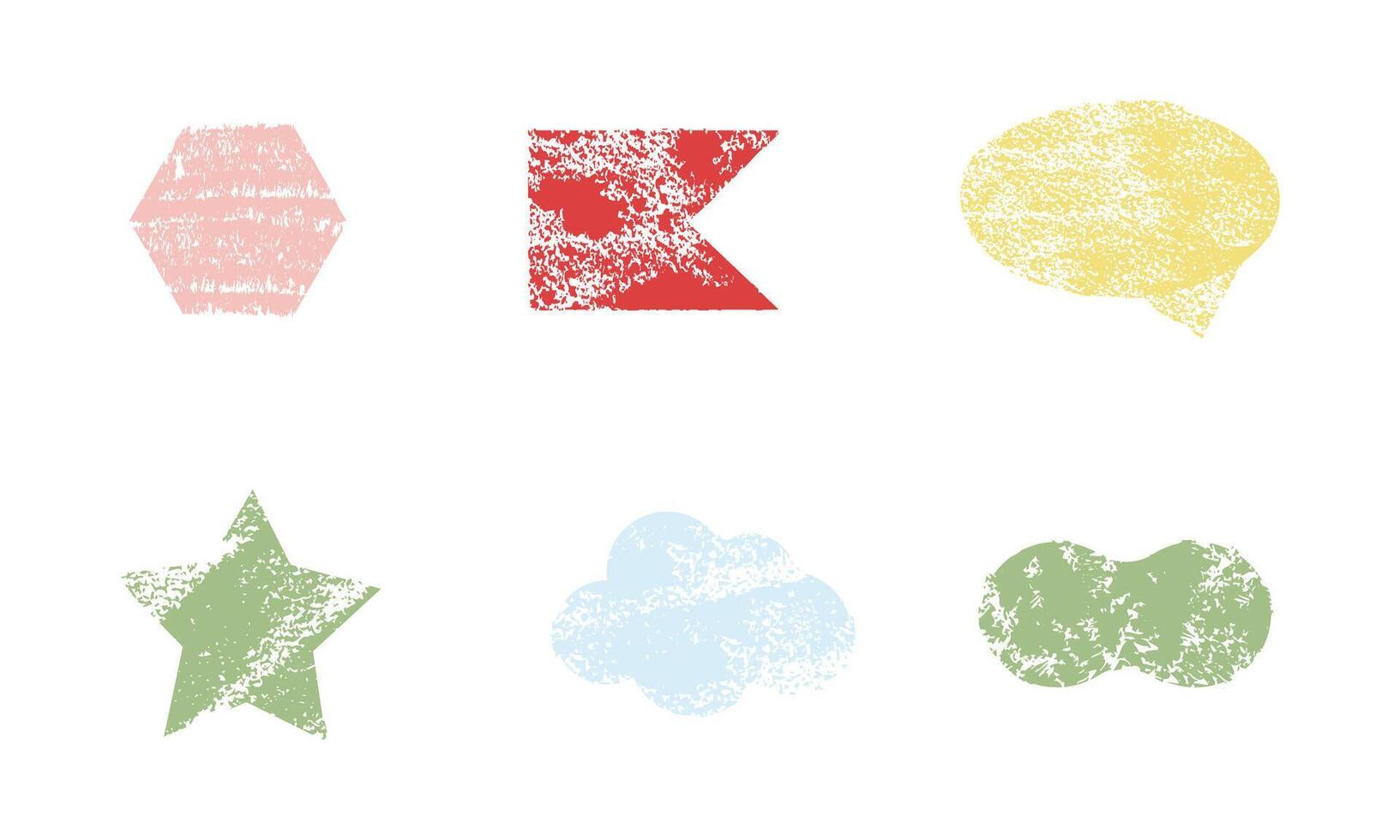 Crayon frame simple border, chalk pastel drawing. Cute geometric shpes, headline, textured title. Doodle childish elements. vector