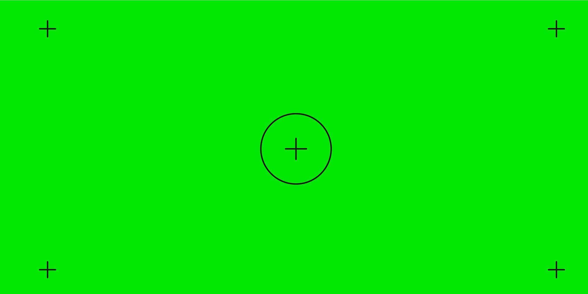 Green screen chroma key background, viewfinder camera frame, film screen template, overlay. Cinema display with grid. vector