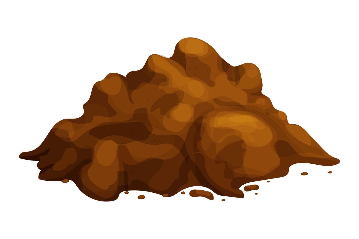 Soil pile, ground heap design element. Organic farming garden compost, dirt. Gardening. Brown mud or turf, clay. vector