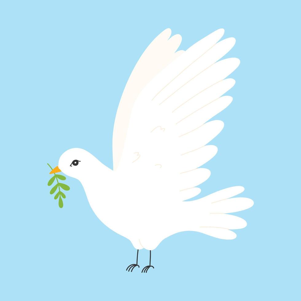 World Peace Day. Poster for peace day with dove. Flying white dove. illustration. Flat style. vector