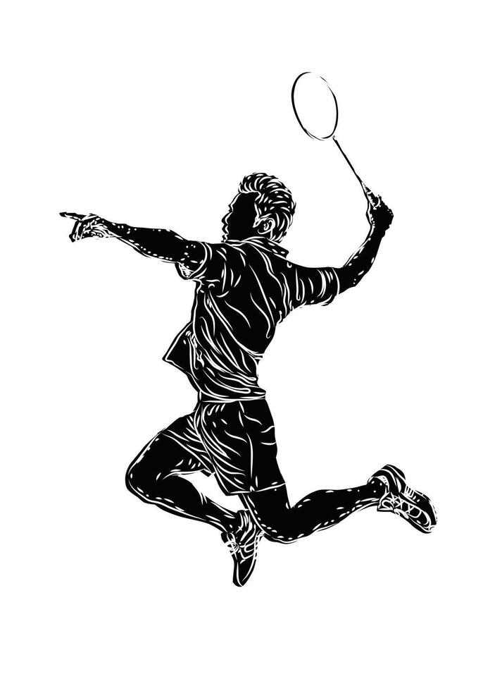 Sketch badminton player, single player illustration, suitable for background design. vector