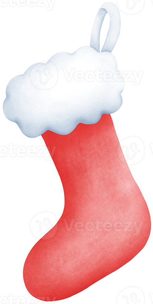 Cute Watercolor red Christmas Stocking Illustration for Holiday Decorations and Gifts png