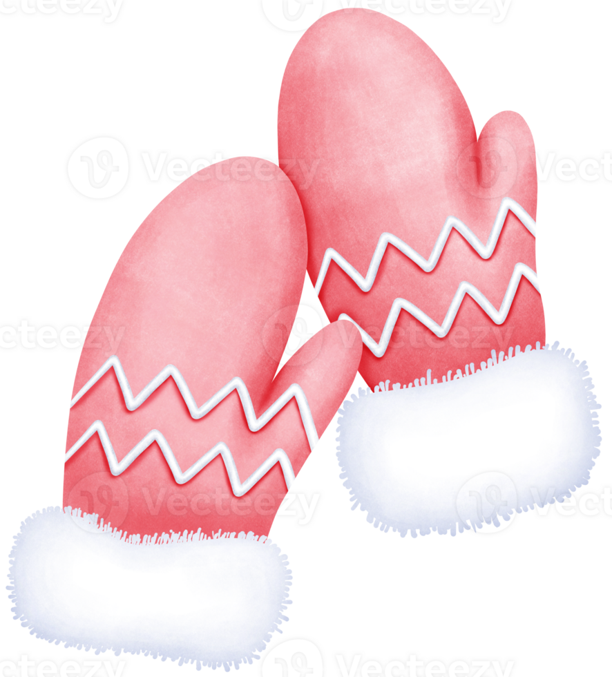 Delicate Hand Drawn Watercolor red and white Glove with Whimsical and Cozy Design in Soft Tones png