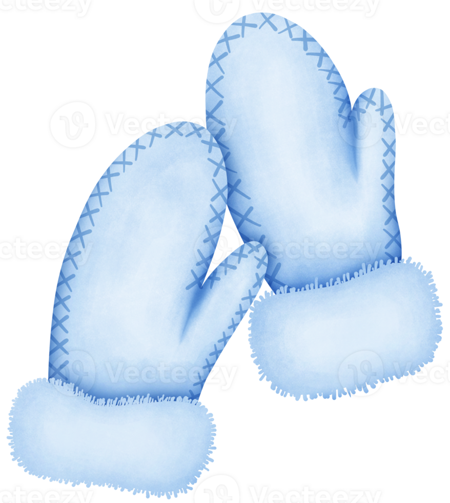 Delicate Hand Drawn Watercolor blue Glove with Whimsical and Cozy Design in Soft Tones png