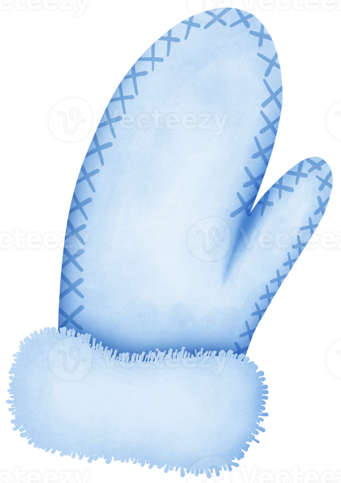 Delicate Hand Drawn Watercolor blue Glove with Whimsical and Cozy Design in Soft Tones png