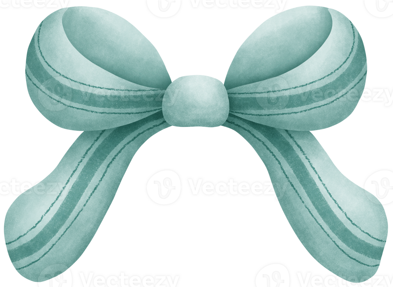Hand Drawn Watercolor dark green Ribbon with dark green stripes Art Cute Pastel Decorative Bow for Holiday and Gift Wrap png
