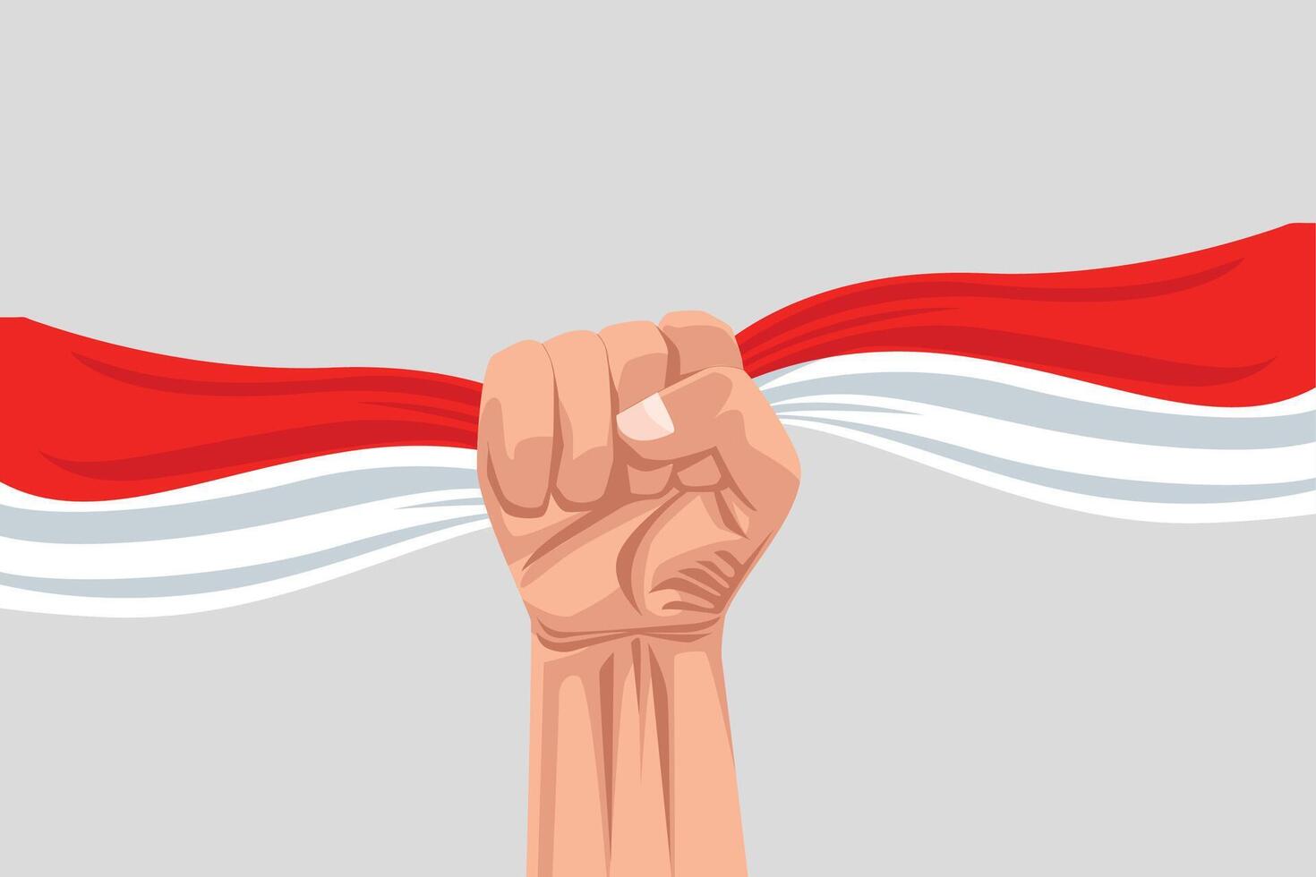 hand holding the Indonesian flag vector