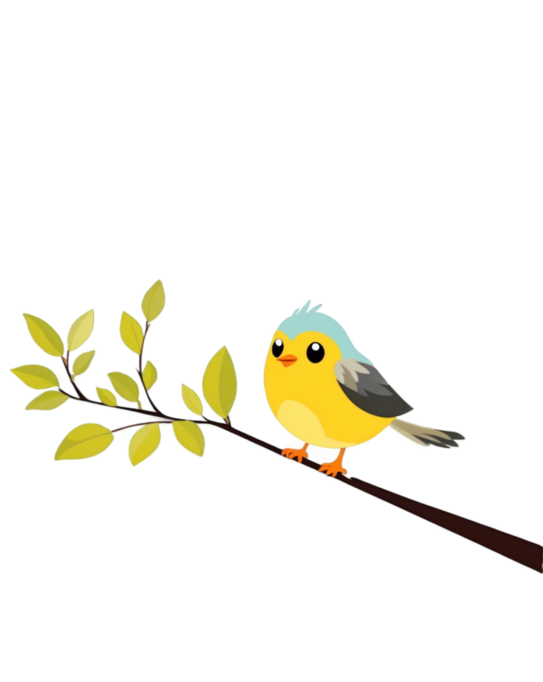 A cartoon bird sitting on a branch png