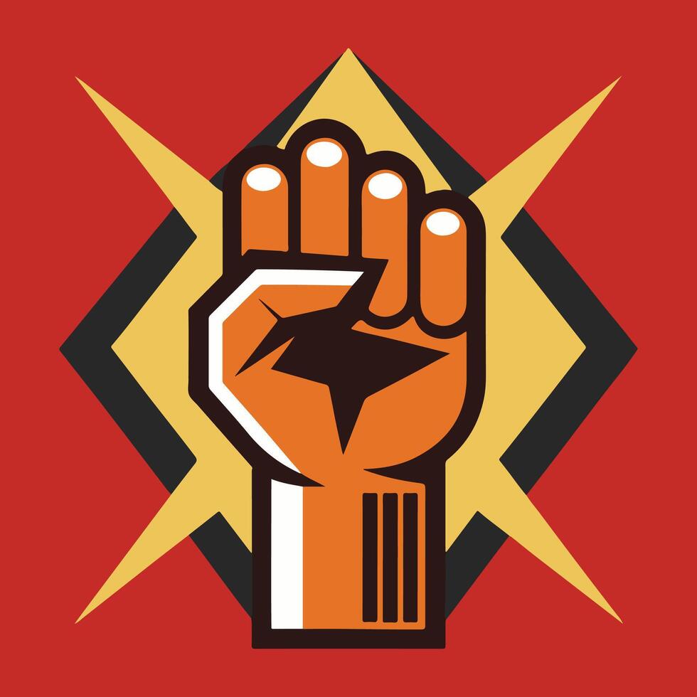 A Defiant Hands raising a flat vector